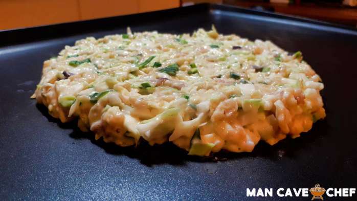 Okonomiyaki with smaller pieces