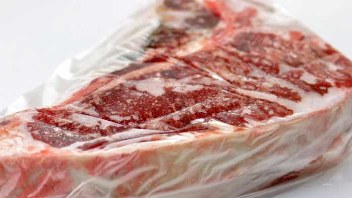 Vacuum sealed frozen meat