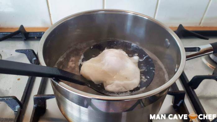 Poached egg out of water